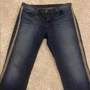 J Brand Suede Tuxedo Stripe Skinny Jeans